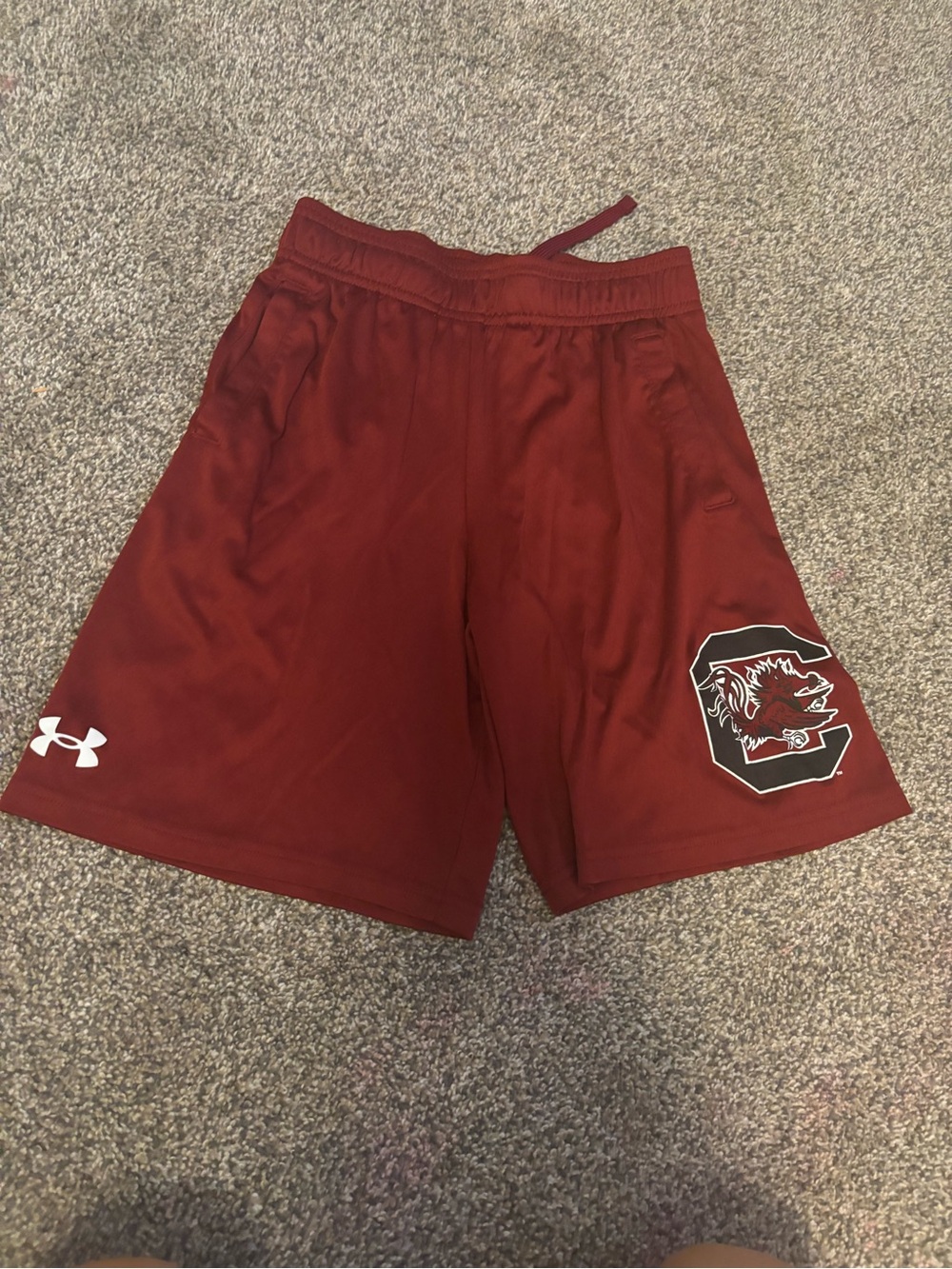Under Armour Garnet Kids Athletic Shorts with Gamecock Logo